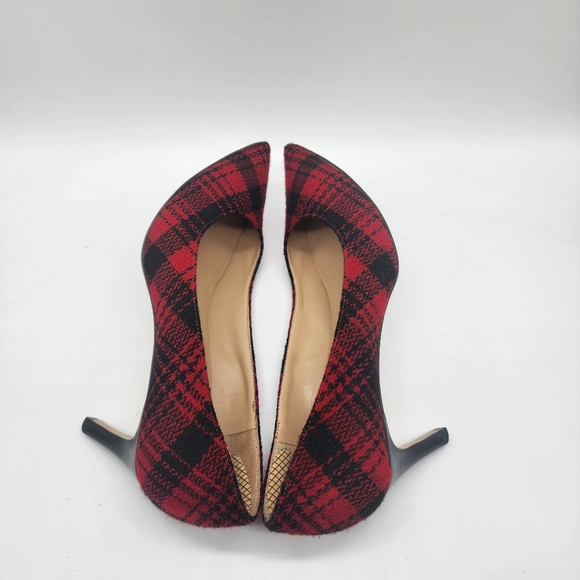 Talbots Red Black Tartan Plaid Wool Heels Size 7 - Picture 5 of 9